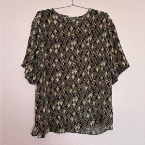 Vintage 100% Silk Geometric Patterned Women's Top